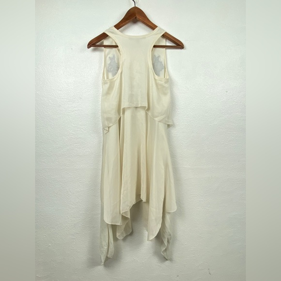 Boundary & Co Womens Dress Size XS Asymmetrical Ivory Black Sheer Shift Sleevel - Picture 2 of 12